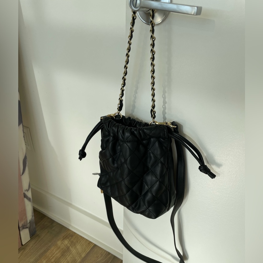 Black leather quilt mini  lcrossbody purse
